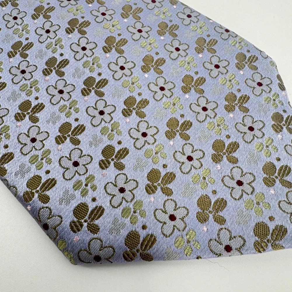 J. Garcia Mens Necktie Floral Blue Brown‎ Flower Pattern Classic Business Dress